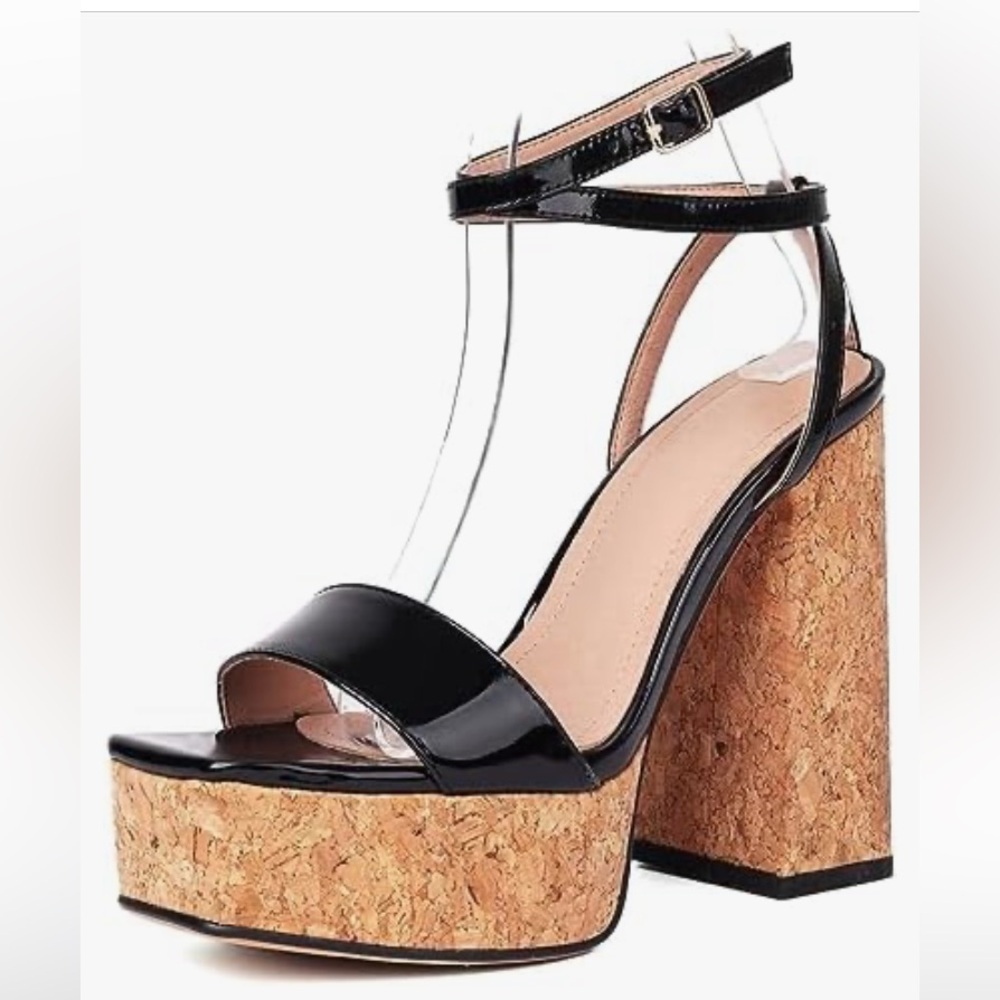 XIEDA Platform Chunky Block Heels Strappy Open Toe Heeled Cork Platform Sandals